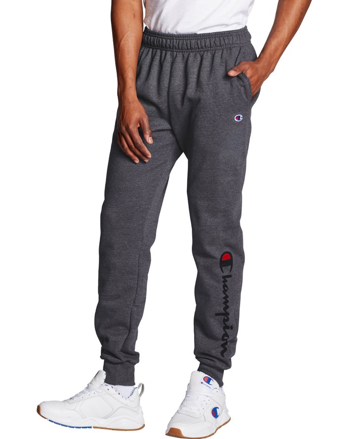 Champion Joggingbroek Heren - DonkerGrijs - Powerblend Fleece Script Logo ( 382064-JEQ )